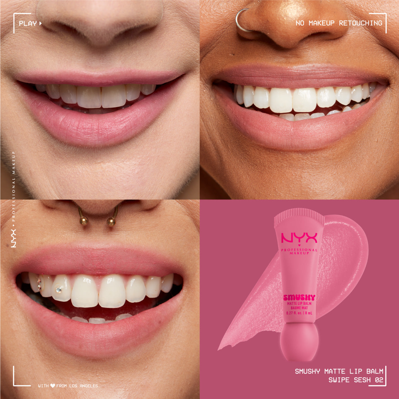 Smushy Matte Lip Balm, Soft Diffused Color, Matte Finish