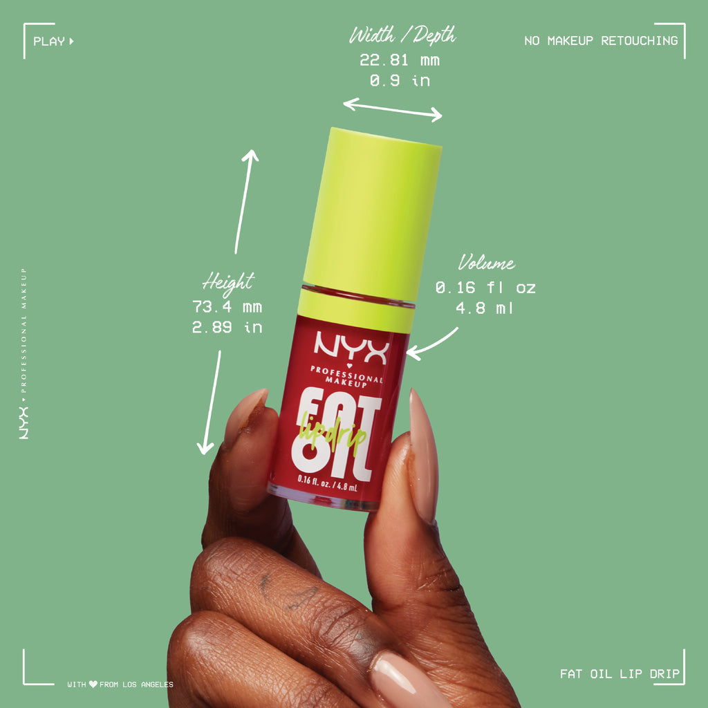 Fat Oil Lip Drip, Moisturizing, Shiny, Vegan Tinted Lip Gloss, Non-Sticky Finish, 12H Hydration
